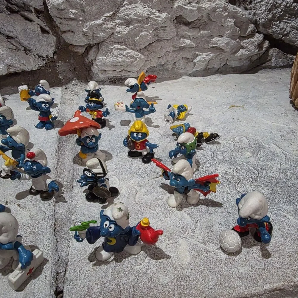 Vintage Smurf Figures Lot of 38 1970s-1980s Peyo Schleich Figurines Snail